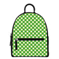 Shamrock Green And White Gingham Print Leather Backpack