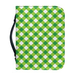 Shamrock Green And White Gingham Print Leather Bible Cover