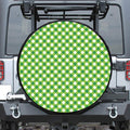 Shamrock Green And White Gingham Print Leather Spare Tire Cover