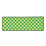 Shamrock Green And White Gingham Print Long Kitchen Mat