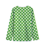 Shamrock Green And White Gingham Print Long Sleeve Short Coat