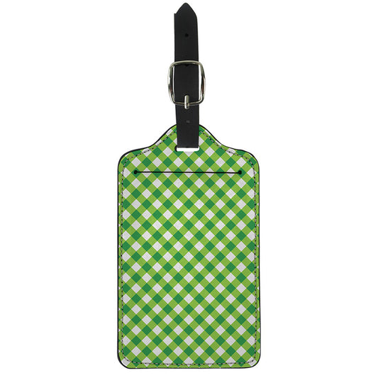 Shamrock Green And White Gingham Print Luggage Tag
