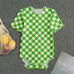 Shamrock Green And White Gingham Print Men's Bodysuit