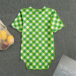 Shamrock Green And White Gingham Print Men's Bodysuit