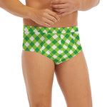 Shamrock Green And White Gingham Print Men's Briefs