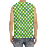 Shamrock Green And White Gingham Print Men's Fitness Tank Top