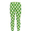 Shamrock Green And White Gingham Print Men's Leggings