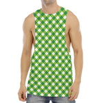 Shamrock Green And White Gingham Print Men's Muscle Tank Top