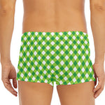 Shamrock Green And White Gingham Print Men's Short Boxer Briefs