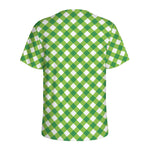 Shamrock Green And White Gingham Print Men's Sports T-Shirt