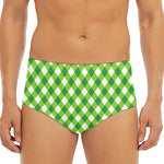 Shamrock Green And White Gingham Print Men's Triangle Swim Briefs