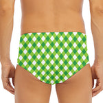 Shamrock Green And White Gingham Print Men's Triangle Swim Briefs
