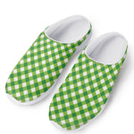 Shamrock Green And White Gingham Print Mesh Casual Shoes