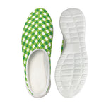 Shamrock Green And White Gingham Print Mesh Casual Shoes