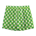 Shamrock Green And White Gingham Print Mesh Shorts