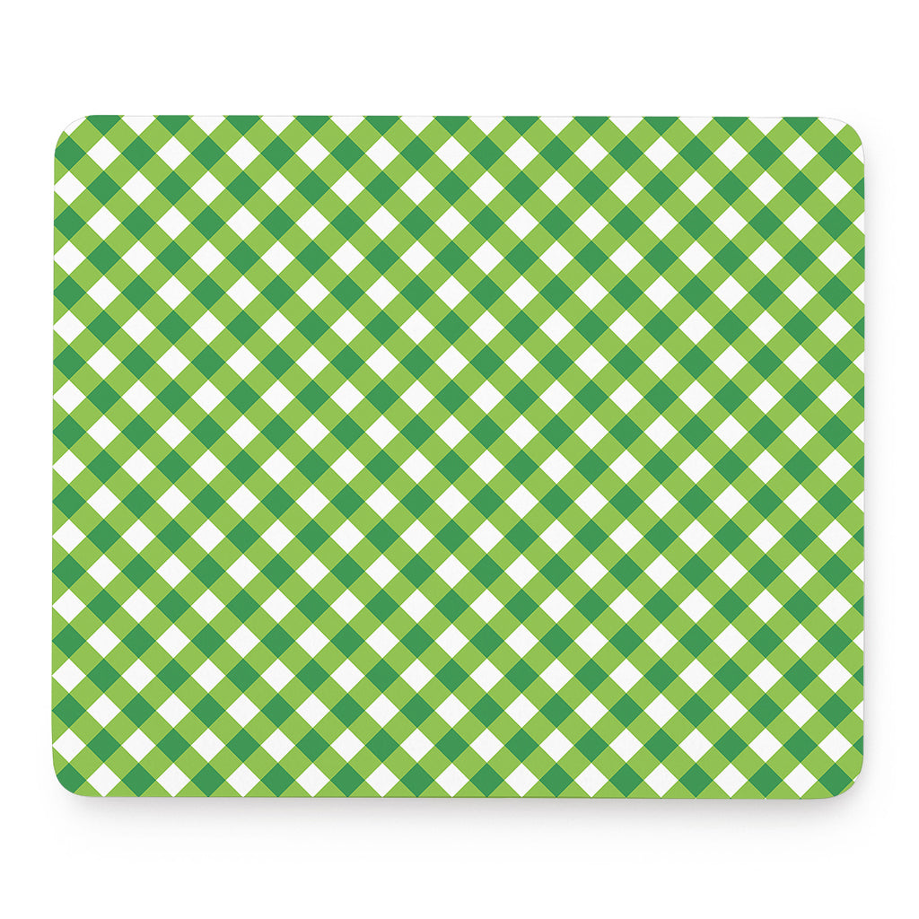 Shamrock Green And White Gingham Print Mouse Pad