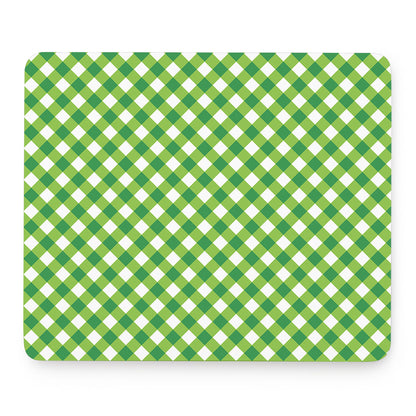 Shamrock Green And White Gingham Print Mouse Pad