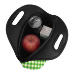 Shamrock Green And White Gingham Print Neoprene Lunch Bag