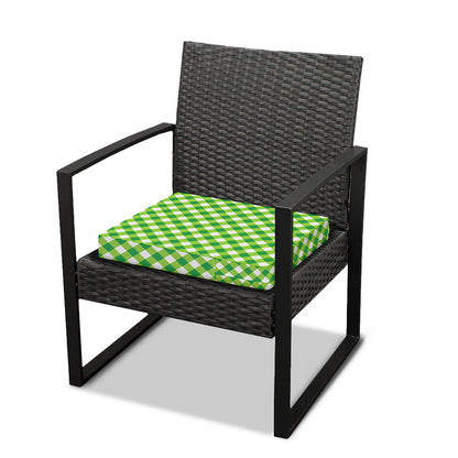 Shamrock Green And White Gingham Print Outdoor Seat Cushion Cover