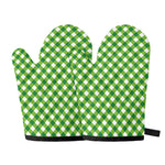 Shamrock Green And White Gingham Print Oven Mitts