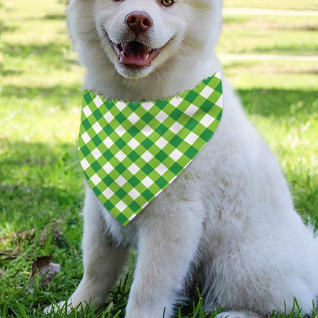 Shamrock Green And White Gingham Print Over The Collar Dog Bandana