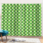 Shamrock Green And White Gingham Print Pencil Pleat Curtains