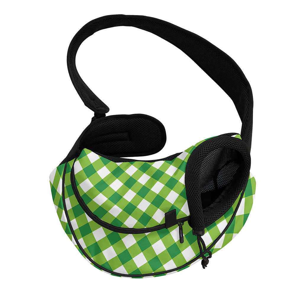 Shamrock Green And White Gingham Print Pet Sling Carrier