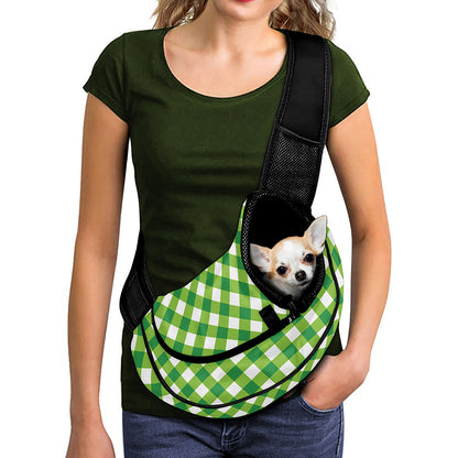 Shamrock Green And White Gingham Print Pet Sling Carrier
