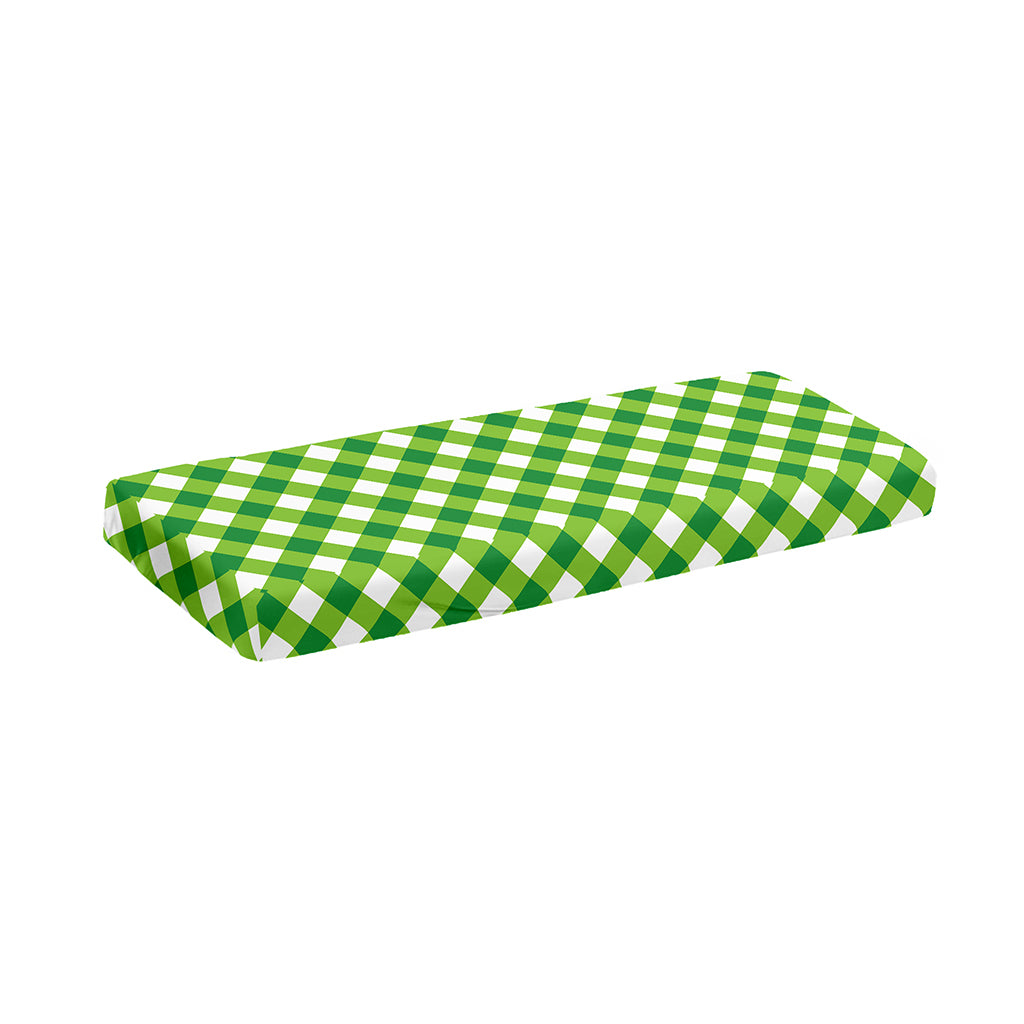 Shamrock Green And White Gingham Print Piano Keyboard Cover