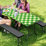Shamrock Green And White Gingham Print Picnic Table Cover