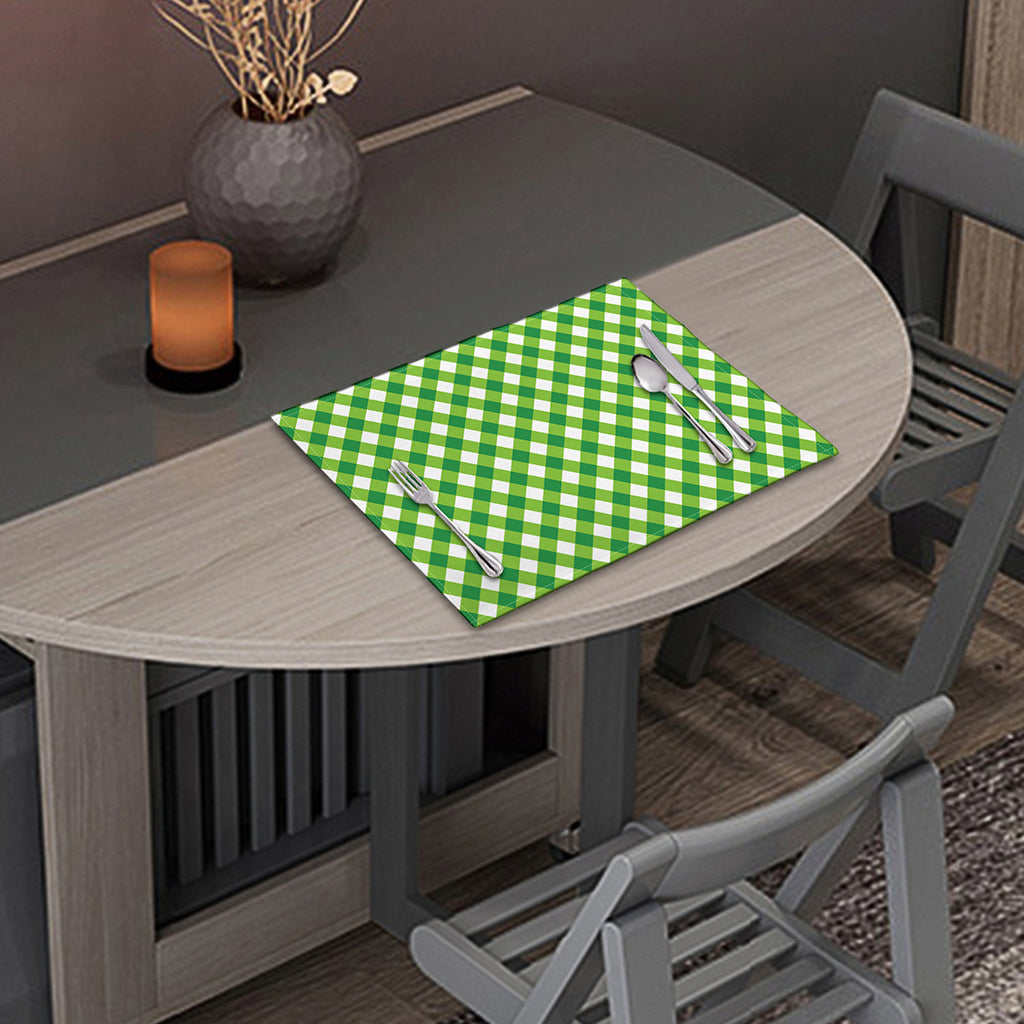 Shamrock Green And White Gingham Print Placemat