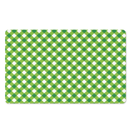 Shamrock Green And White Gingham Print Polyester Doormat