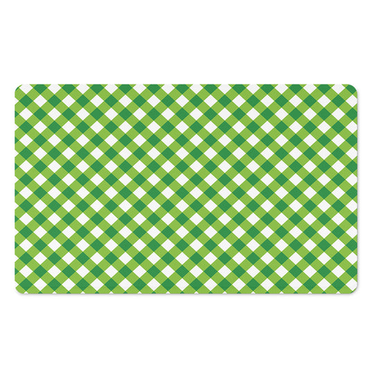 Shamrock Green And White Gingham Print Polyester Doormat