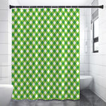 Shamrock Green And White Gingham Print Premium Shower Curtain