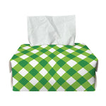 Shamrock Green And White Gingham Print Rectangle Tissue Box Cover