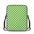 Shamrock Green And White Gingham Print Rectangular Crossbody Bag