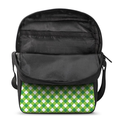 Shamrock Green And White Gingham Print Rectangular Crossbody Bag