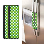 Shamrock Green And White Gingham Print Refrigerator Handle Covers