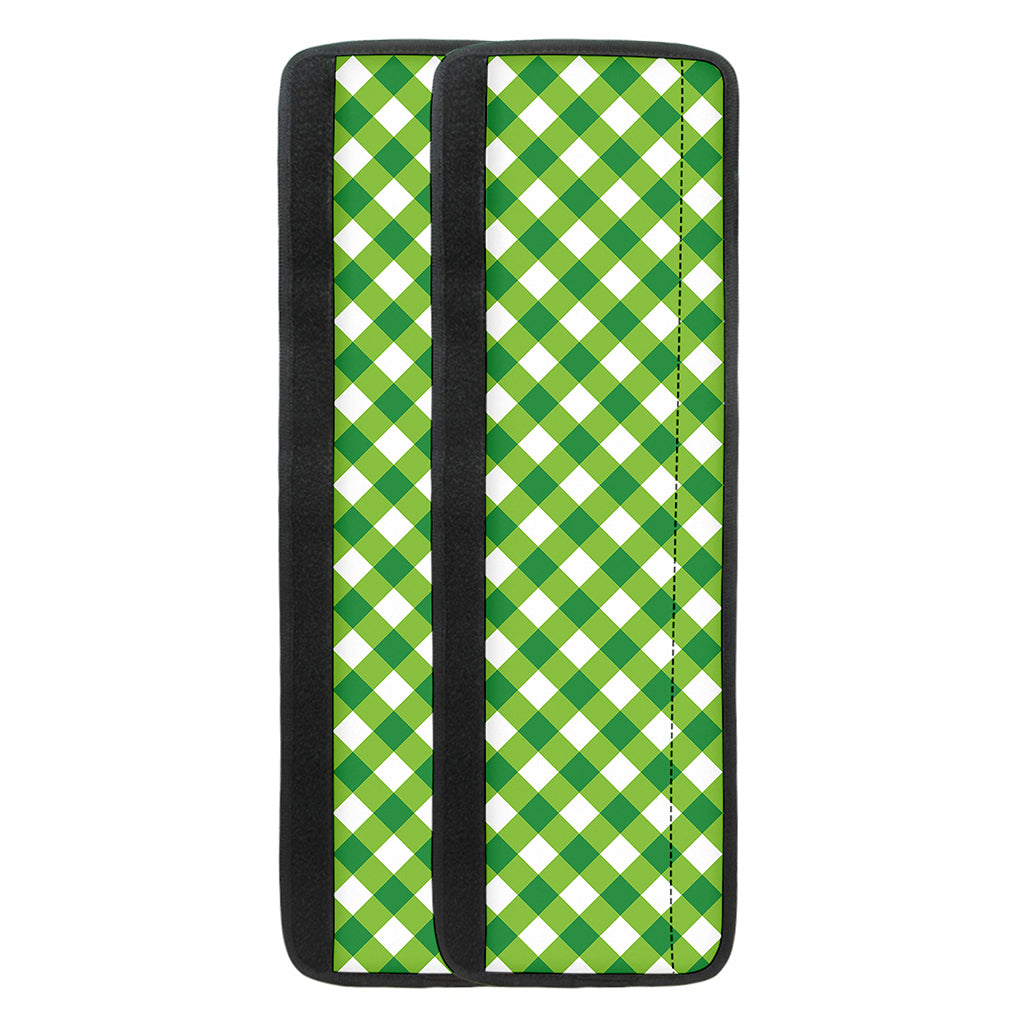 Shamrock Green And White Gingham Print Refrigerator Handle Covers