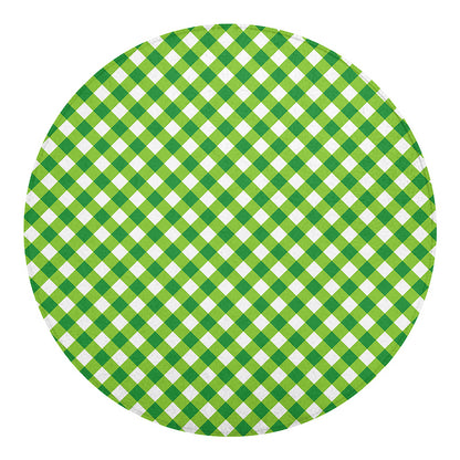 Shamrock Green And White Gingham Print Round Blanket