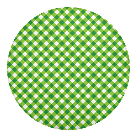 Shamrock Green And White Gingham Print Round Blanket