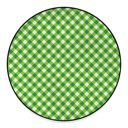 Shamrock Green And White Gingham Print Round Floor Mat