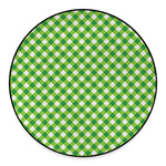 Shamrock Green And White Gingham Print Round Floor Mat