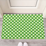Shamrock Green And White Gingham Print Rubber Doormat