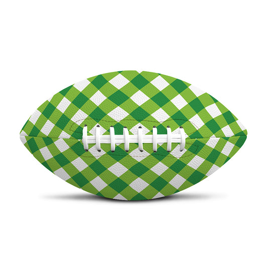 Shamrock Green And White Gingham Print Rugby Ball