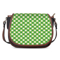 Shamrock Green And White Gingham Print Saddle Bag