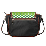 Shamrock Green And White Gingham Print Saddle Bag