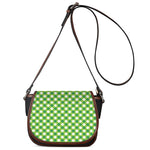 Shamrock Green And White Gingham Print Saddle Bag