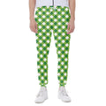 Shamrock Green And White Gingham Print Joggers