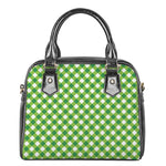 Shamrock Green And White Gingham Print Shoulder Handbag